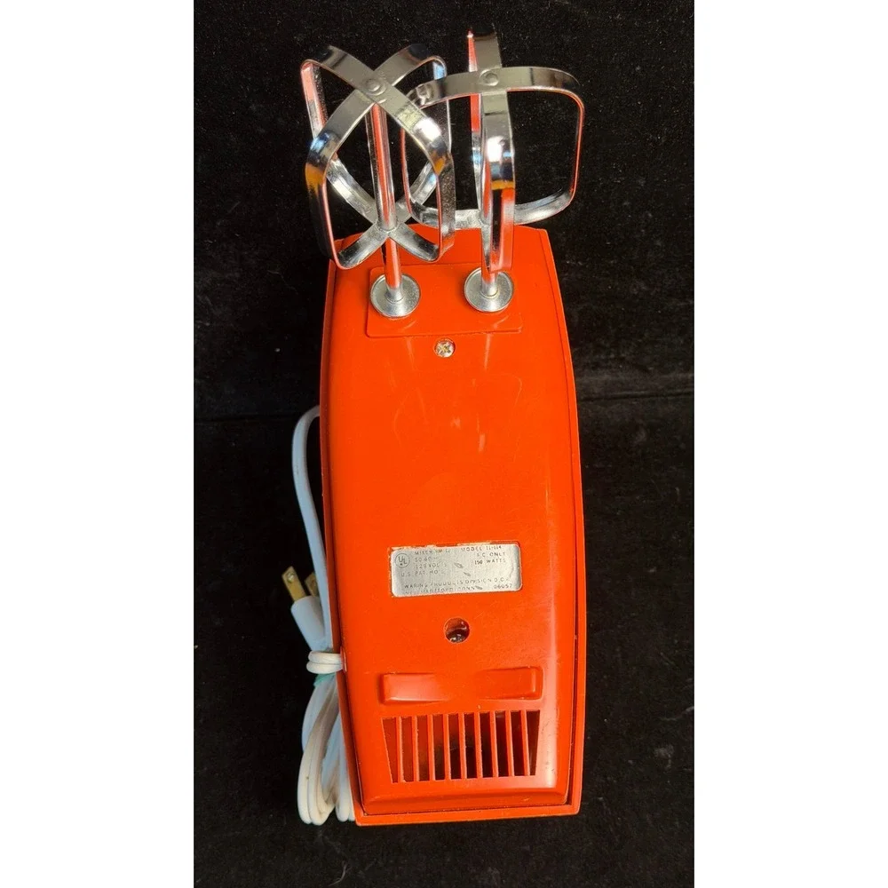 Vintage Waring 12 Speed Hand Mixer-Solid State, Orange, Woodgrain, WORKS